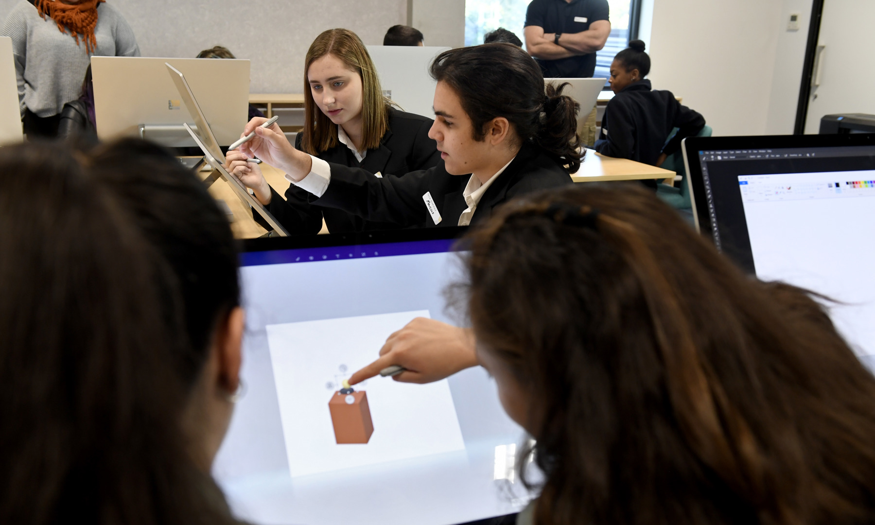 Students creating a 3D model