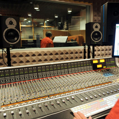 Music studio audio mixing desk