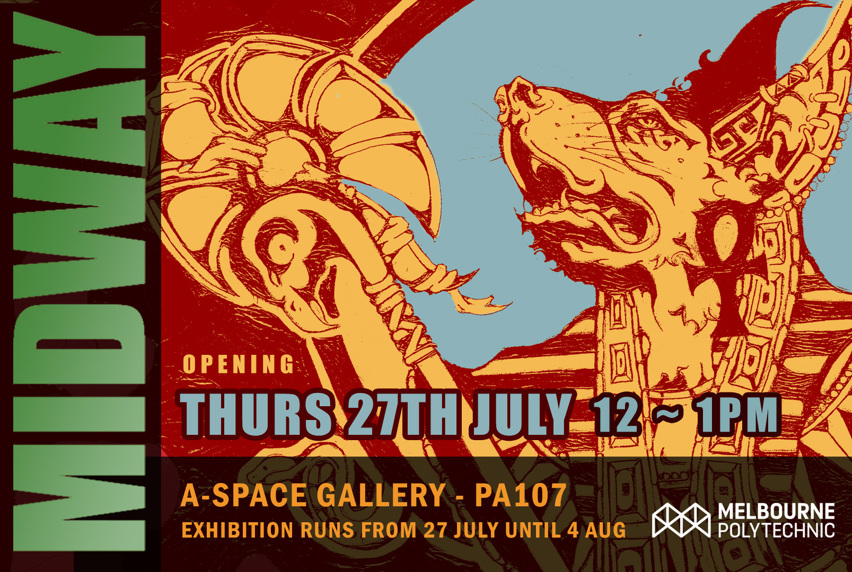 Midway show exhibition featuring artwork of Anubis